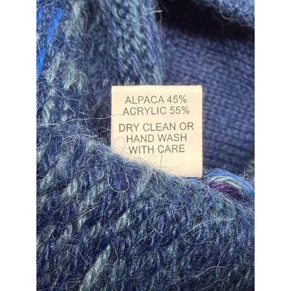 The Alpaca Connection Sweater Womens Small Blue Cardigan Fair Isle Knit Handmade - Picture 8 of 10